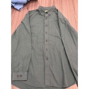 L.L. Bean Button Down Shirt XL Traditional Fit Green Houndstooth 100% Cotton